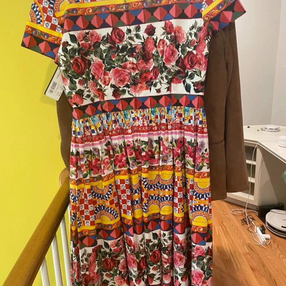 NWT D&G Mambo Rose Midi Cotton Dress Sz48 Italian, XL - Picture 3 of 13